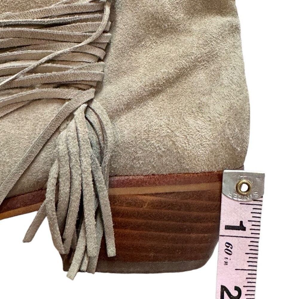 Sam Edelman Paige Fringe Ankle Bootie Women’s 7.5 Grey Suede Leather - Picture 9 of 10